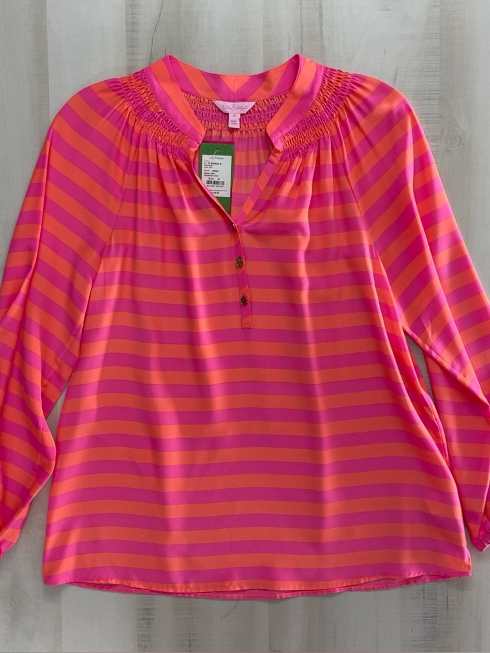 nwt LILLY PULITZER Elsa silk tunic blouse flowy top striped pink orange M